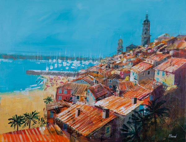 CITY ROOFTOPS, MENTON 28X36