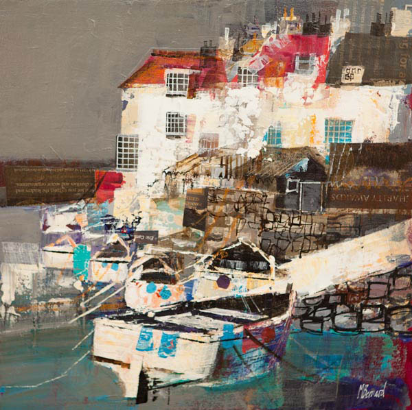 HARBOUR COTTAGES, LOW TIDE 16X16