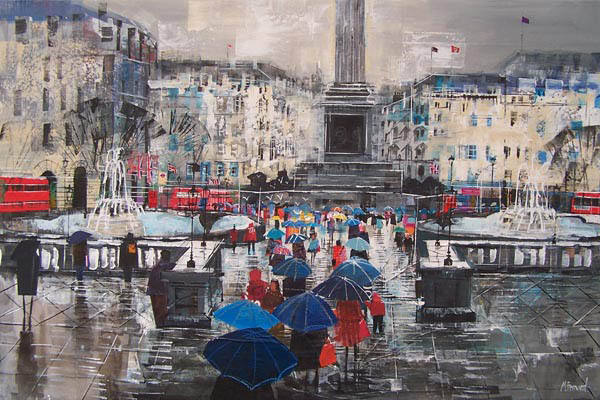 TRAFALGAR SQUARE IN THE RAIN   24X36INS100_7937