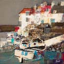 HARBOUR COTTAGES, LOW TIDE 16X16