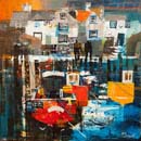 RED  FISHIING BOATS, POLPERO 16X16