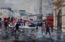 WALKING IN THE RAIN, TRAFALGAR SQ 20X30
