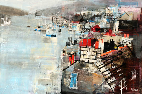 003 Rooftops of Polruan 20x30