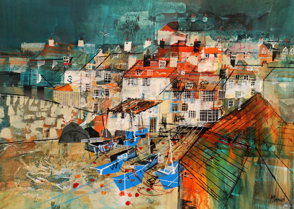 045 Blue Fishing Boats 16x22