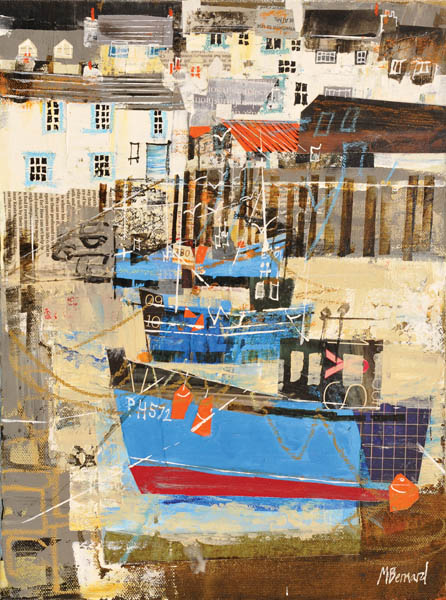 Blue Boats Polperro 16x12