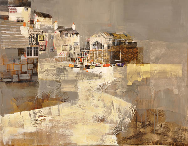 Cornish Harbour in Greys 28x36