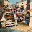 027 Village Steps Positano 16x16