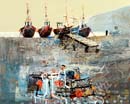 BC 005 Boats On Beer Beach 40cm x 50cm